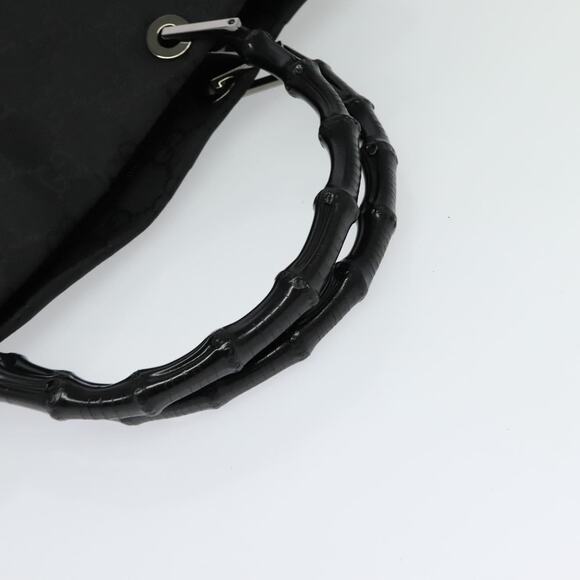GUCCI Bamboo GG Canvas Hand Bag Nylon Black Silver - Picture 7 of 16